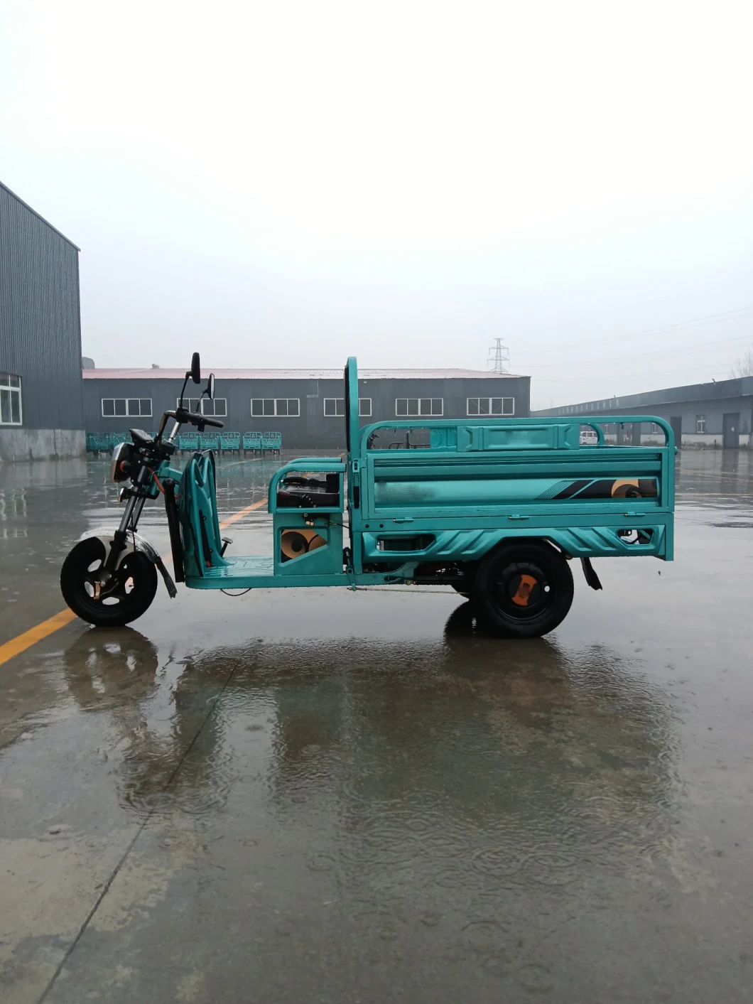 Electric Tricycle with Fully Enclosed Carriage Auxility Green Energy Battery Rugged Aluminum Alloy Body Electric Cargo Tricyclle